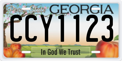 GA license plate CCY1123