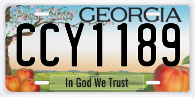 GA license plate CCY1189