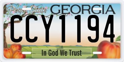 GA license plate CCY1194