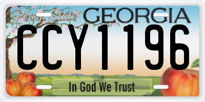 GA license plate CCY1196