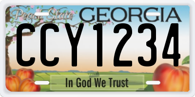 GA license plate CCY1234
