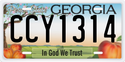 GA license plate CCY1314