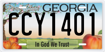 GA license plate CCY1401