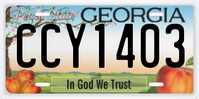 GA license plate CCY1403