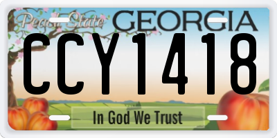 GA license plate CCY1418