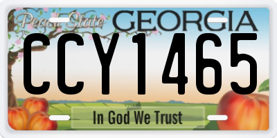 GA license plate CCY1465