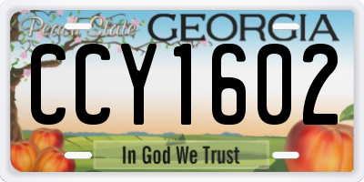 GA license plate CCY1602