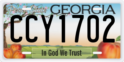 GA license plate CCY1702