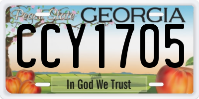 GA license plate CCY1705