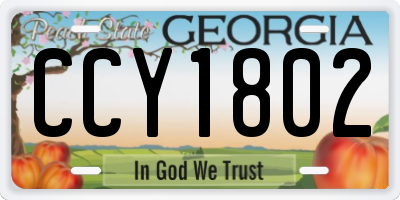 GA license plate CCY1802