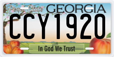 GA license plate CCY1920
