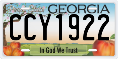 GA license plate CCY1922