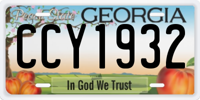 GA license plate CCY1932