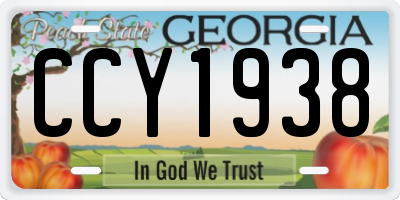 GA license plate CCY1938