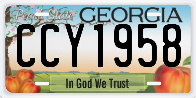 GA license plate CCY1958