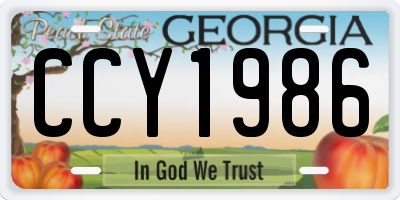 GA license plate CCY1986