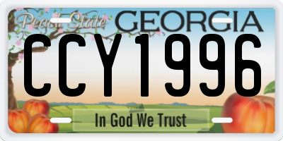 GA license plate CCY1996