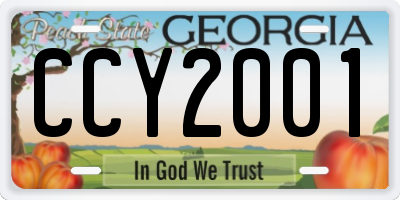 GA license plate CCY2001