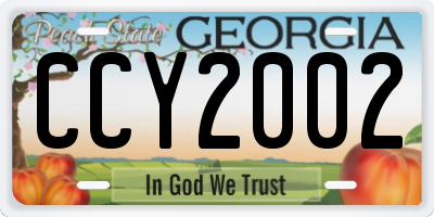 GA license plate CCY2002