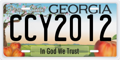 GA license plate CCY2012