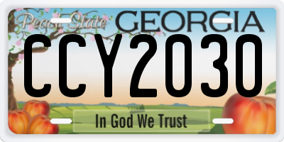 GA license plate CCY2030