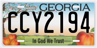 GA license plate CCY2194