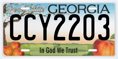 GA license plate CCY2203