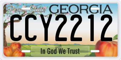 GA license plate CCY2212
