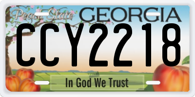 GA license plate CCY2218