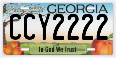 GA license plate CCY2222