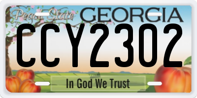 GA license plate CCY2302