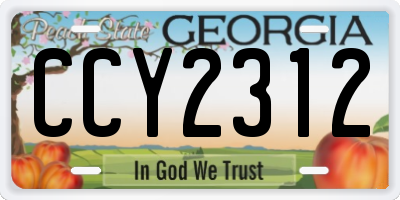 GA license plate CCY2312