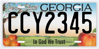 GA license plate CCY2345