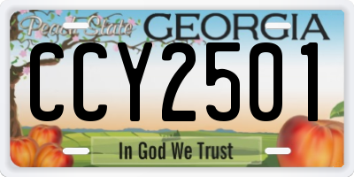 GA license plate CCY2501