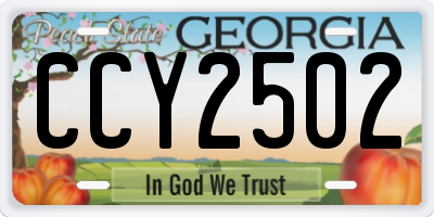GA license plate CCY2502