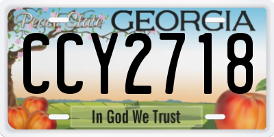 GA license plate CCY2718