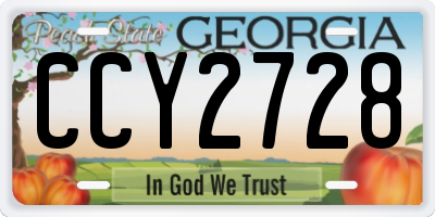 GA license plate CCY2728