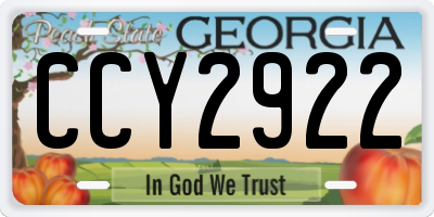 GA license plate CCY2922