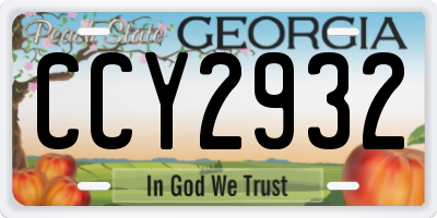 GA license plate CCY2932