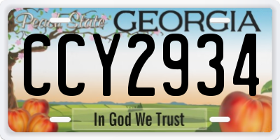 GA license plate CCY2934