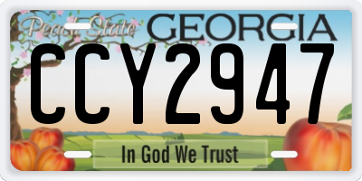 GA license plate CCY2947