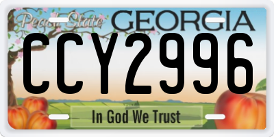 GA license plate CCY2996