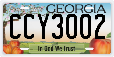 GA license plate CCY3002