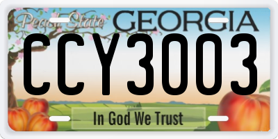 GA license plate CCY3003