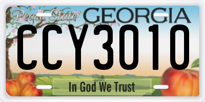 GA license plate CCY3010
