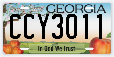 GA license plate CCY3011