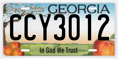 GA license plate CCY3012