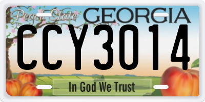 GA license plate CCY3014