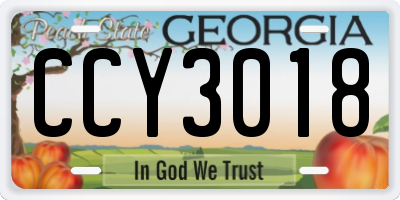 GA license plate CCY3018