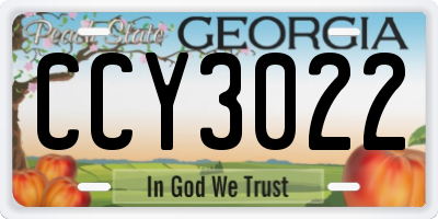 GA license plate CCY3022